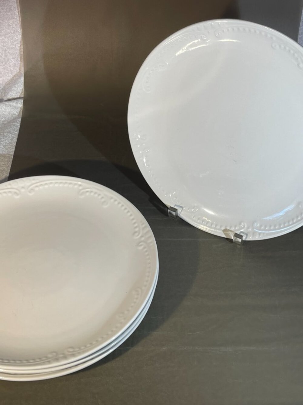 4 Gourmet Basics by MIKASA 11" Ivory Dinner Plates "SOFIA" (1547)